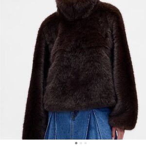 GAP Sandy Liang Brown Faux Vegan Fur Jacket